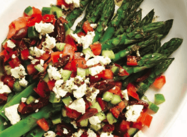 Asparagus with Greek Salad Dressing